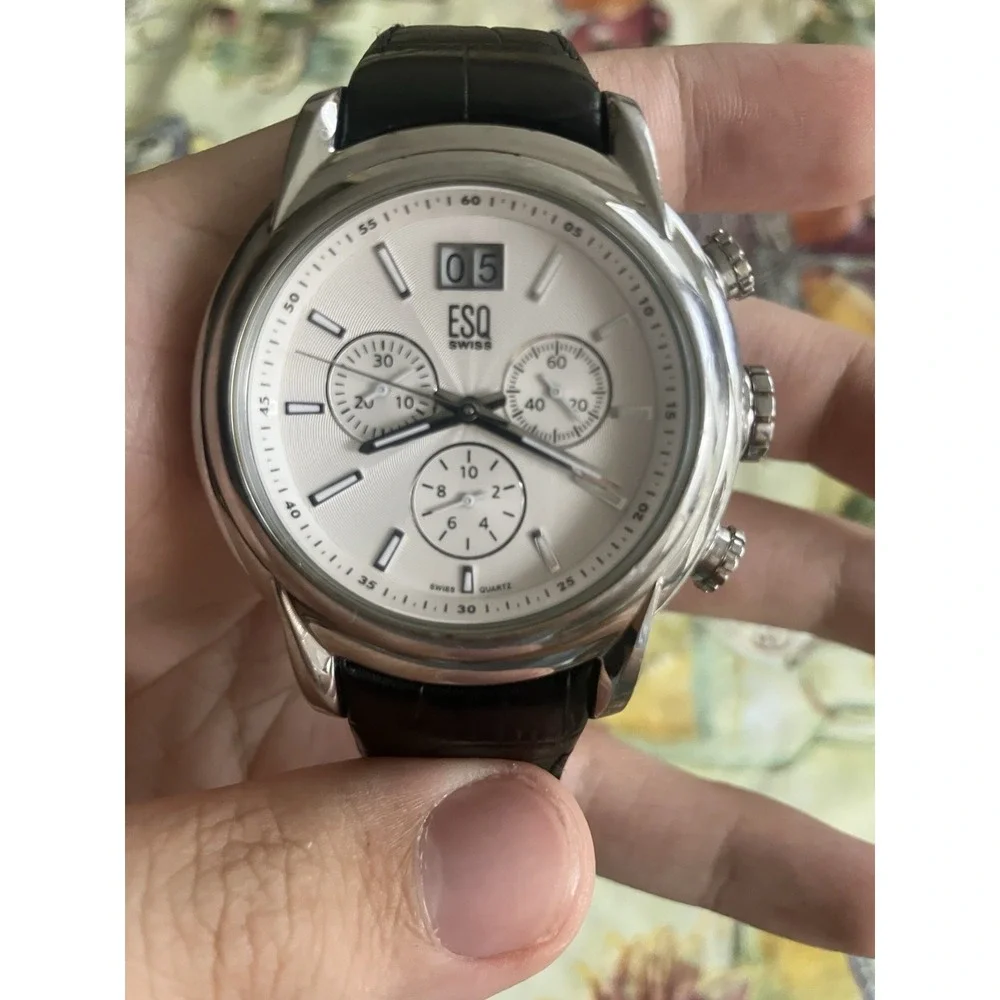 ESQ by Movado Stainless Steel Chronograph Mens Watch #E5290 PRE-OWNED